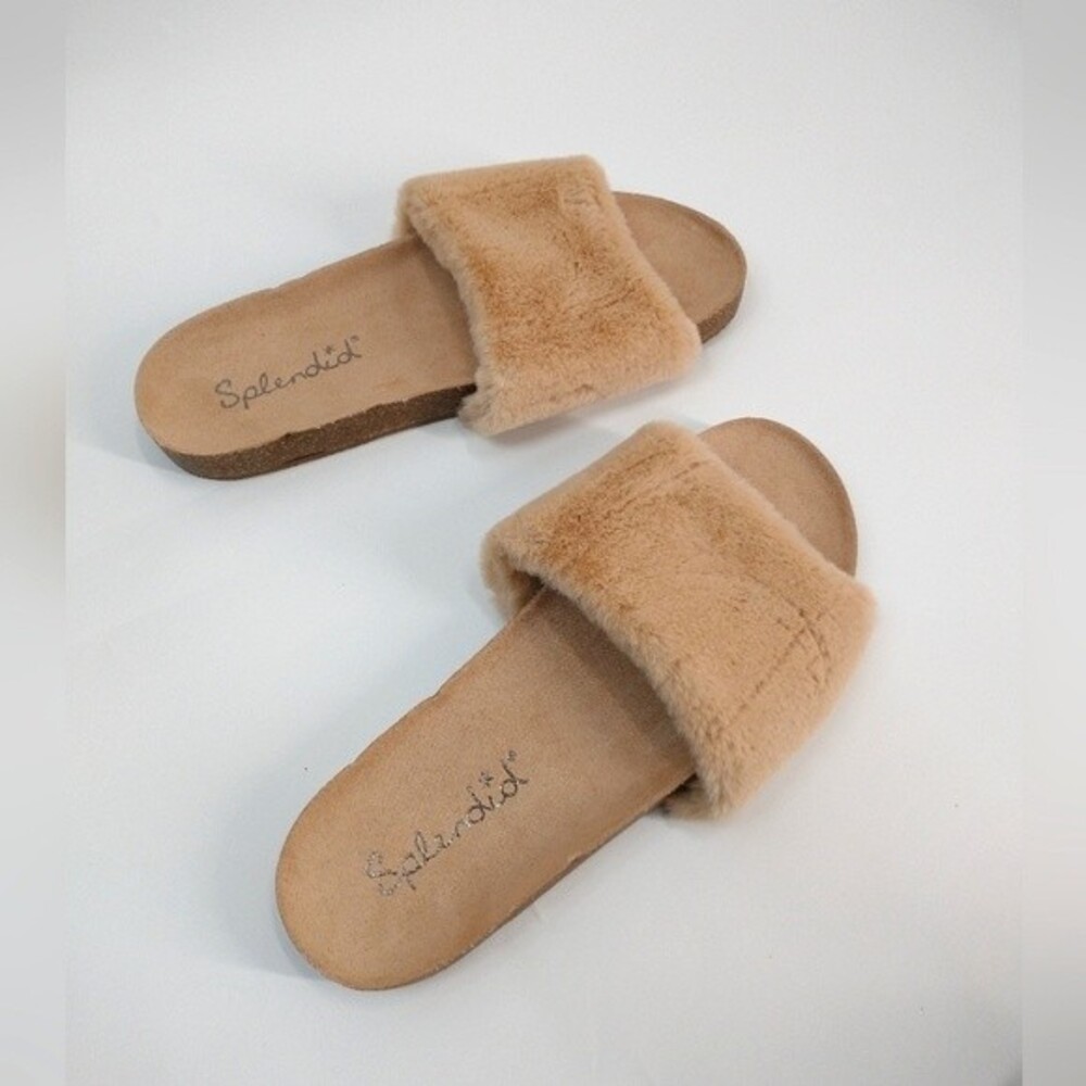 Splendid Women Slippers Faux fur Beige Color Size 7